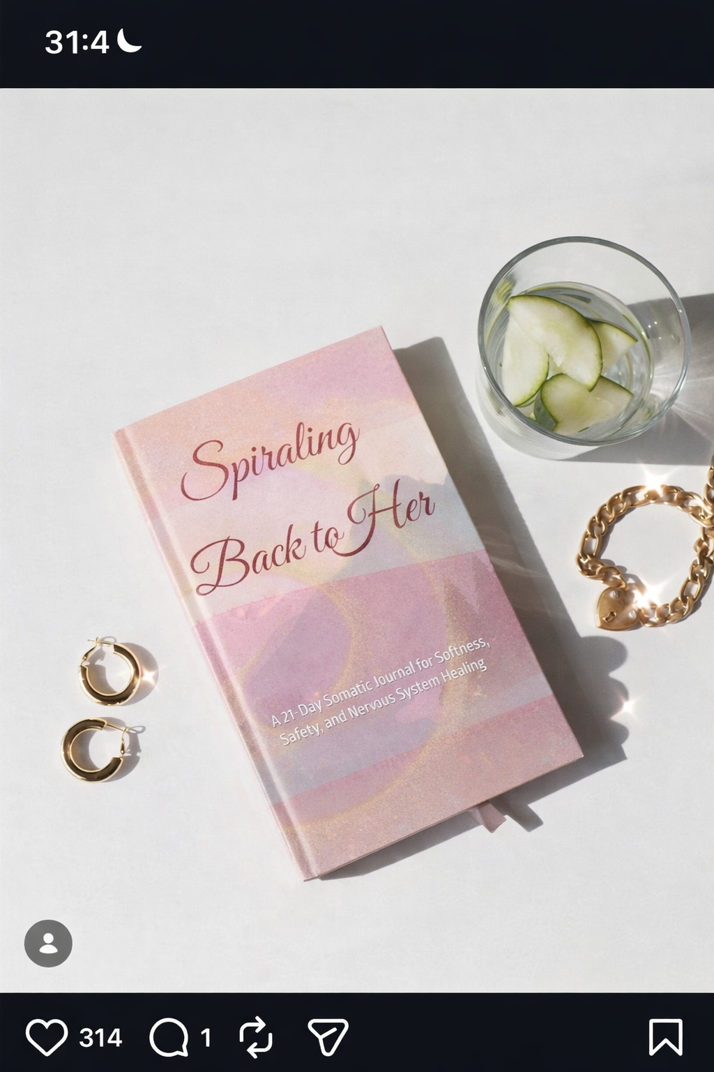 Spiraling Back to Her, a soft pink somatic journal